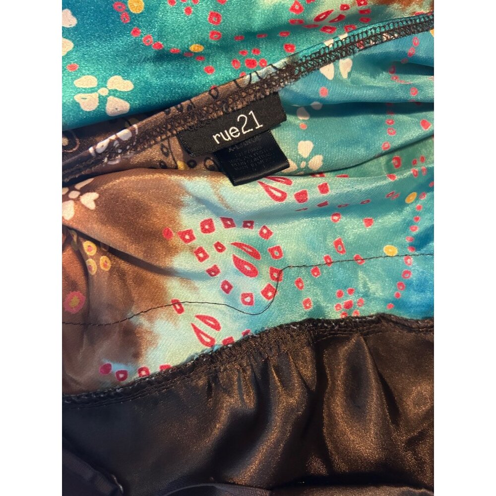 Y2K Satin Slip Dress XL Babydoll Boho Print Adjustable Straps Festival - Picture 10 of 10